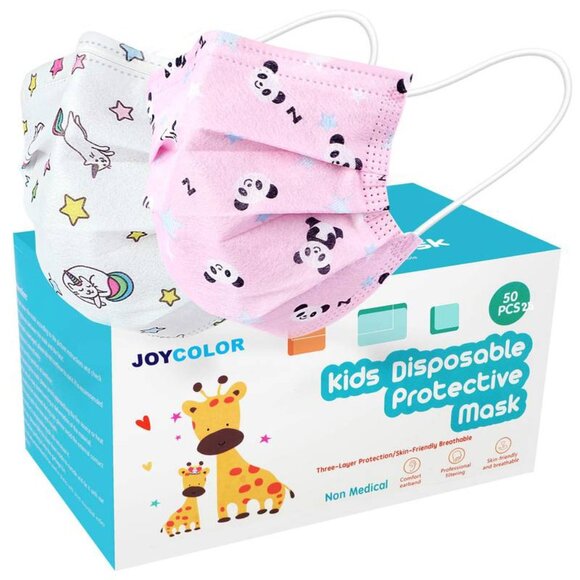Joycolor Kids Disposable Protective Mask - Unicorn/Pink Panda, 3-Ply 50pcs - Picture 1 of 3